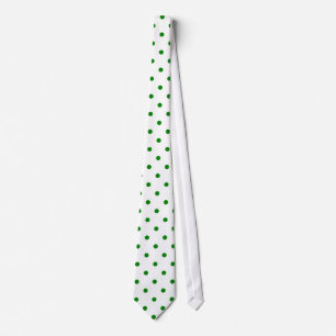 Classic Green Polka Dot Pattern on White Tie