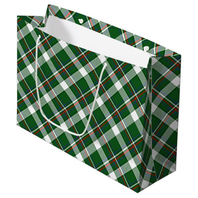 Classic Green Red Blue White Plaid Pattern Large Gift Bag (Front Angled)
