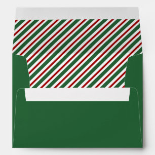 Classic Green Red Stripes Pattern Christmas Envelope