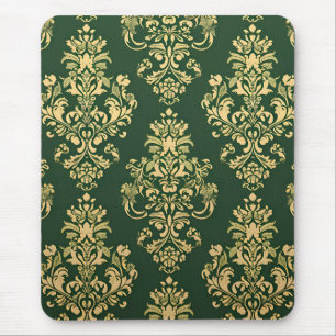 Classic Green Rococo Ornamentation Mouse Pad