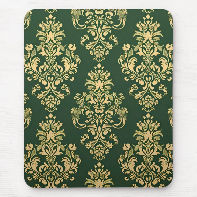 Classic Green Rococo Ornamentation Mouse Pad (Front)