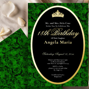 Classic Green Roses 18th Birthday Debut Gold