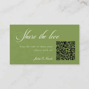 Classic Green Share Love Wedding QR Code URL Link Enclosure Card