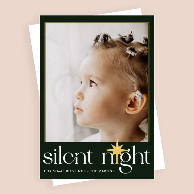 Classic Green Silent Night Christmas Star Photo (Creator Uploaded)