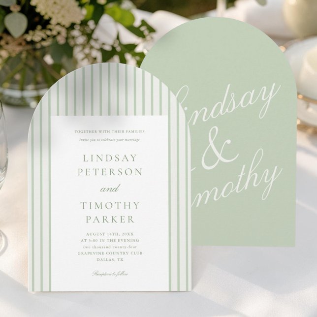 Classic Green Stripe Wedding Invitation (Creator Uploaded)