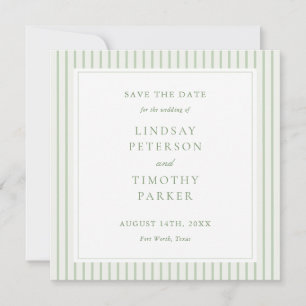 Classic Green Stripe Wedding Save The Date