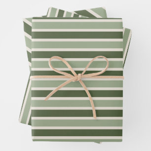 Classic Green Stripes Christmas Wrapping Paper Sheet