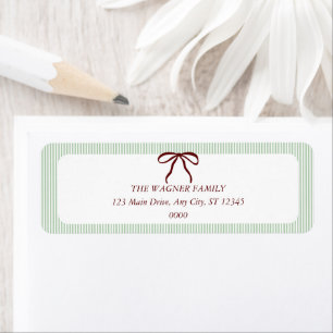 Classic Green Stripes Red Bow Christmas