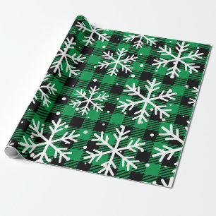 Classic Green Tartan Snowflakes Wrapping Paper
