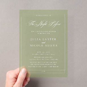 Classic Green The Night Before Rehearsal Dinner Acrylic Invitations