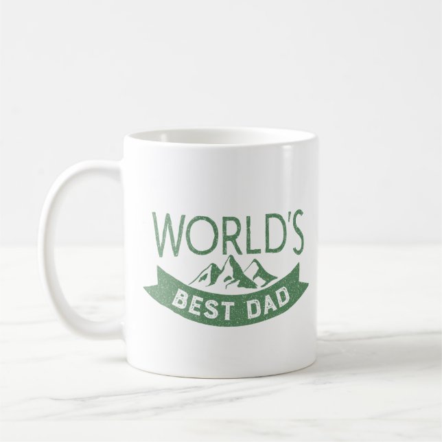 Classic Green Typography World's Best Dad Coffee Mug (Left)