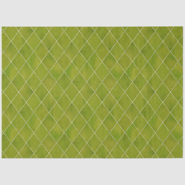 Classic Green Velvet Argyle Pattern Luxury  Tissue Paper (Front)