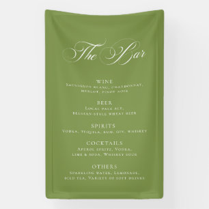 Classic Green Wedding Bar Menu Reception Décor Banner