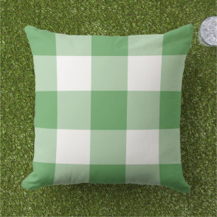 Classic Green White Large Gingham Check Cushion