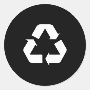 Classic green-white recycle sign design standard round sticker
