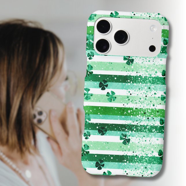 Classic Green White Vertical Stripes Shamrocks (Creator Uploaded)