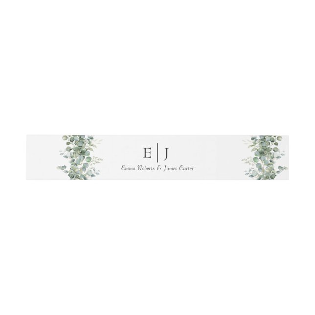 Classic Greenery Monogram Invitation Belly Band (Flat)