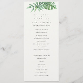 Classic Greenery Tropical Wedding Programme