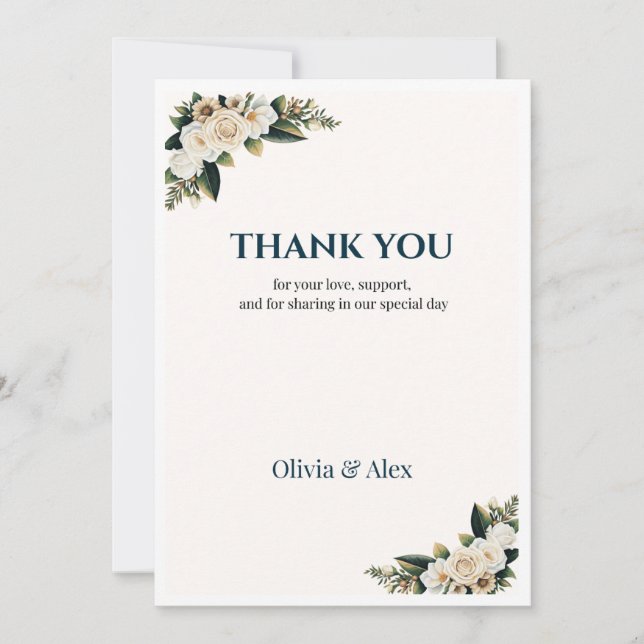 Classic Greenery Wedding Thank You Invitation (Front)