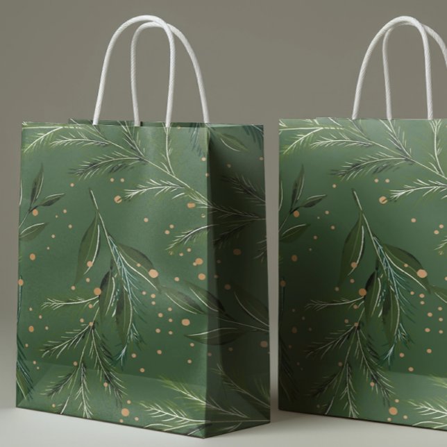 Classic Greens Pine Wreath Christmas Holiday Large Gift Bag (Creator Uploaded)