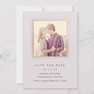 Classic Grey and Gold Frame Photo Save The Date