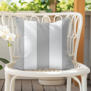 Classic Grey and White Vertical Cabana Stripes Cushion