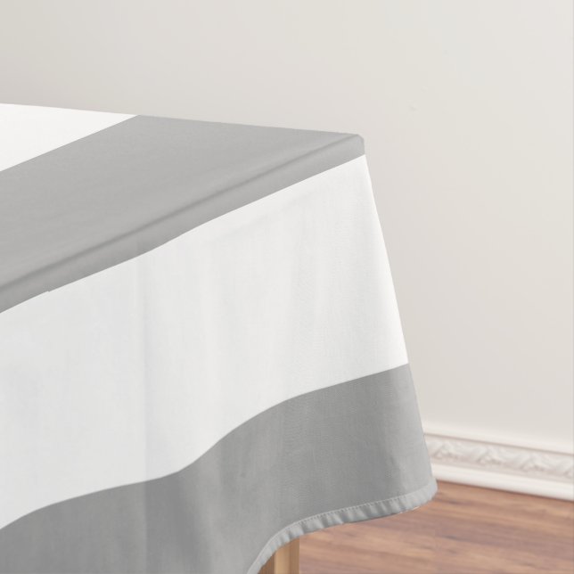 Classic grey and white vintage stripes tablecloth (In Situ)
