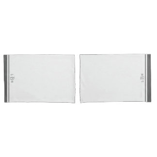 Classic Grey Border Monogrammed Pillowcase