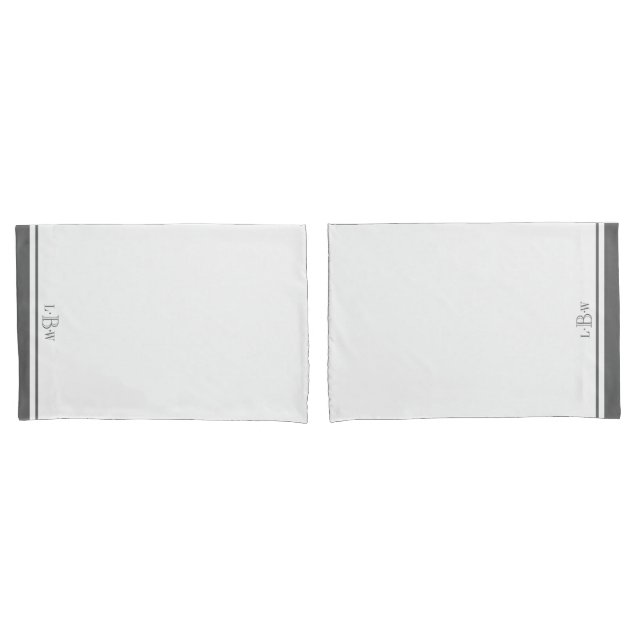 Classic Grey Border Monogrammed Pillowcase (Front-Set)