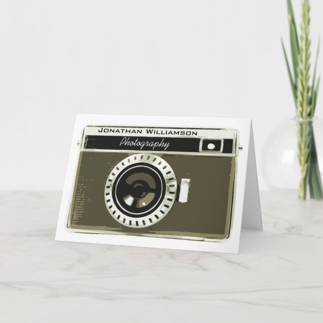 Classic Grey Camera Photography Business Card (Front)