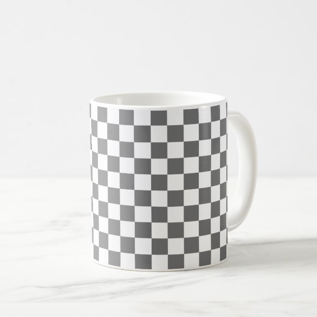 Classic grey chequerboard  coffee mug (Front Right)