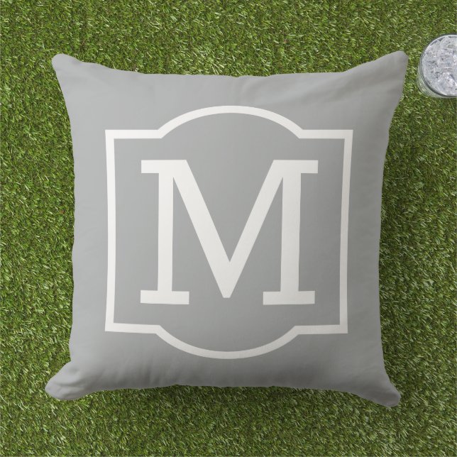 Classic Grey Custom Monogram Letter Cushion (Grass)
