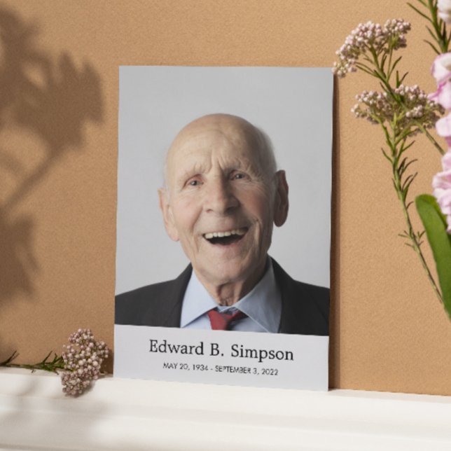 Classic Grey Funeral Prayer Card With Photo (Creator Uploaded)