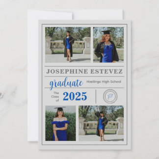 Classic Grey Graduation Photo Announcement Invite