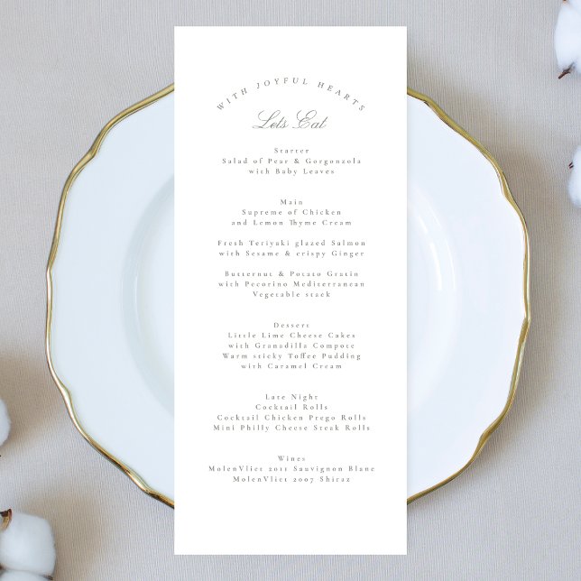 Classic Grey Green Calligraphy Formal Wedding Menu (Creator Uploaded)