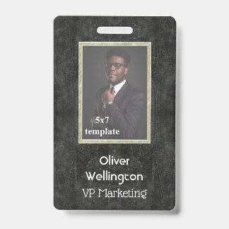 Classic Grey Marble Convention Employee ID Tag Badge