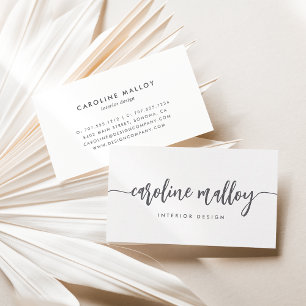 Classic Grey Modern Signature Script Business Card