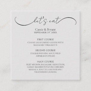 Classic Grey Modern Wedding Menu Enclosure Card