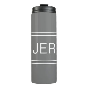 Classic Grey Personalised Monogram Initials Drink Thermal Tumbler