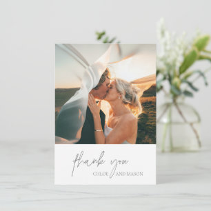 Classic Grey Photo Elegant Wedding Thank You Card