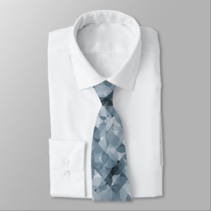 Classic Grey Slate Blue Squares Circles Pattern Tie