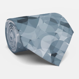Classic Grey Slate Blue Squares Circles Pattern Tie