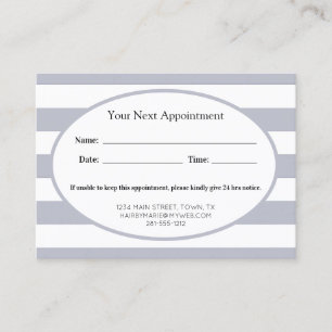 Classic Grey Stripes Business Appointment Card