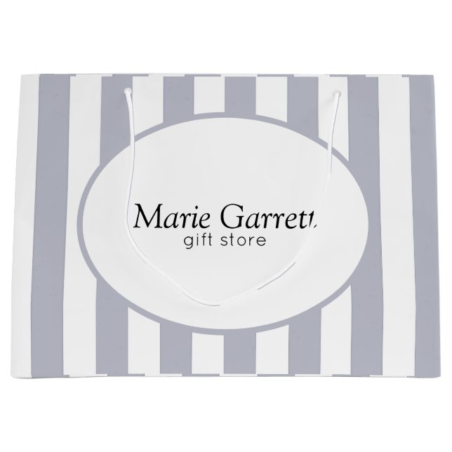 Classic Grey Stripes Custom Large Gift Bag (Front)