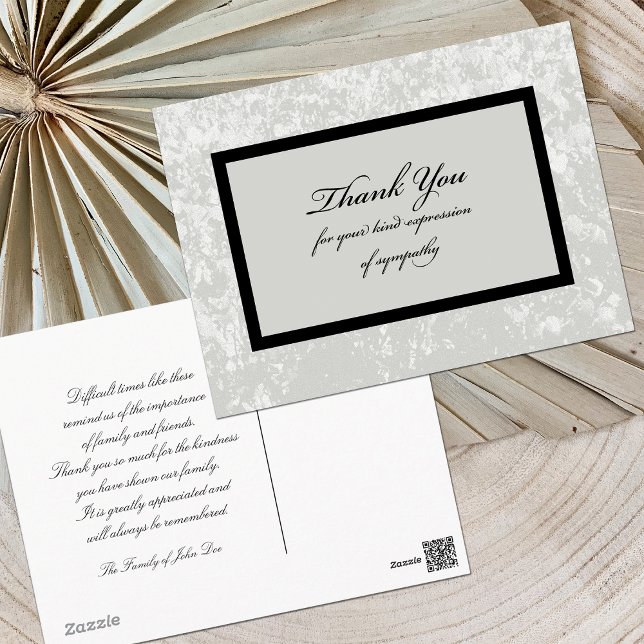 Classic Grey Sympathy Thank You Postcard (Creator Uploaded)