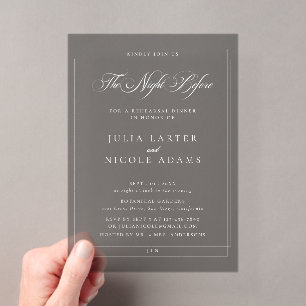Classic Grey The Night Before Rehearsal Dinner Acrylic Invitations
