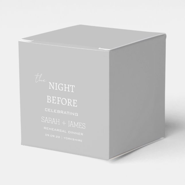 Classic Grey the Night Before Rehearsal Dinner  Favour Box (Front Side)