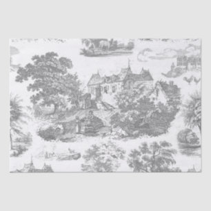 Classic Grey Vintage French Country Toile Tissue Paper