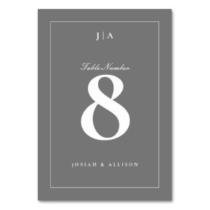 Classic Grey Wedding Table Number