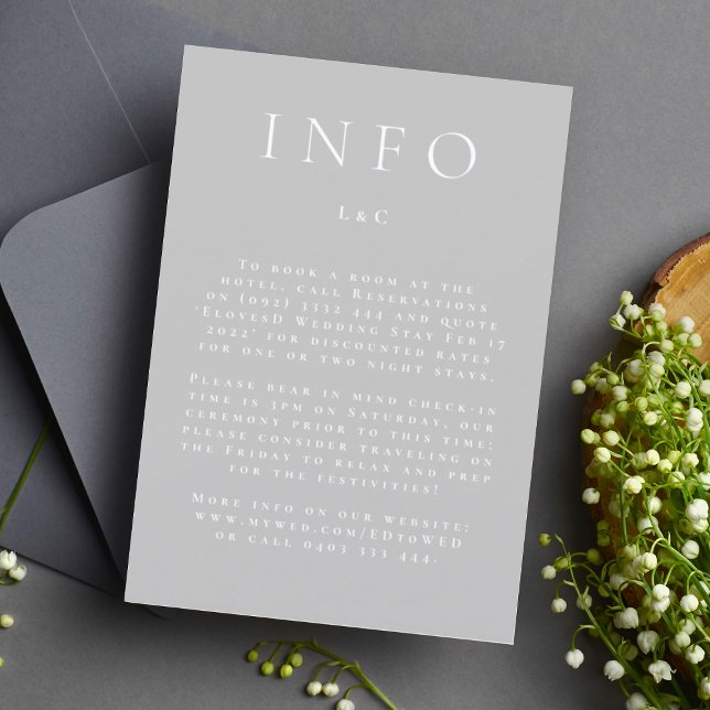 Classic Grey & White Elegant Modern Info Enclosure RSVP Card (Creator Uploaded)